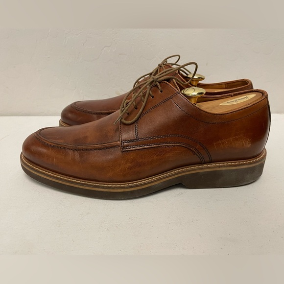 SAKS FIFTH AVENUE Made in Italy Apron Toe Drake Derby in Cognac Size 9 M - Picture 4 of 7